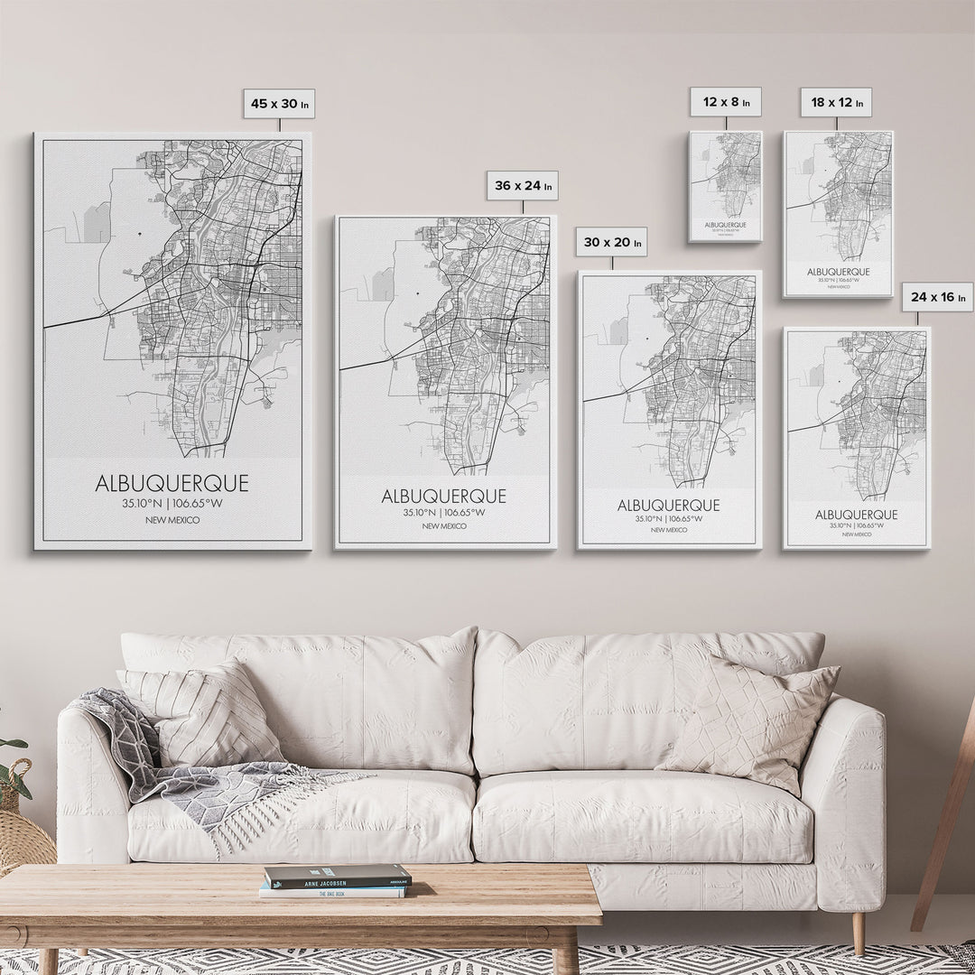 Albuquerque Street Map, New Mexico Map,Man Cave Wall Art, City Map Print, Minimalist, Modern Art, Wall Art, Canvas Print, Canvas Wall Art