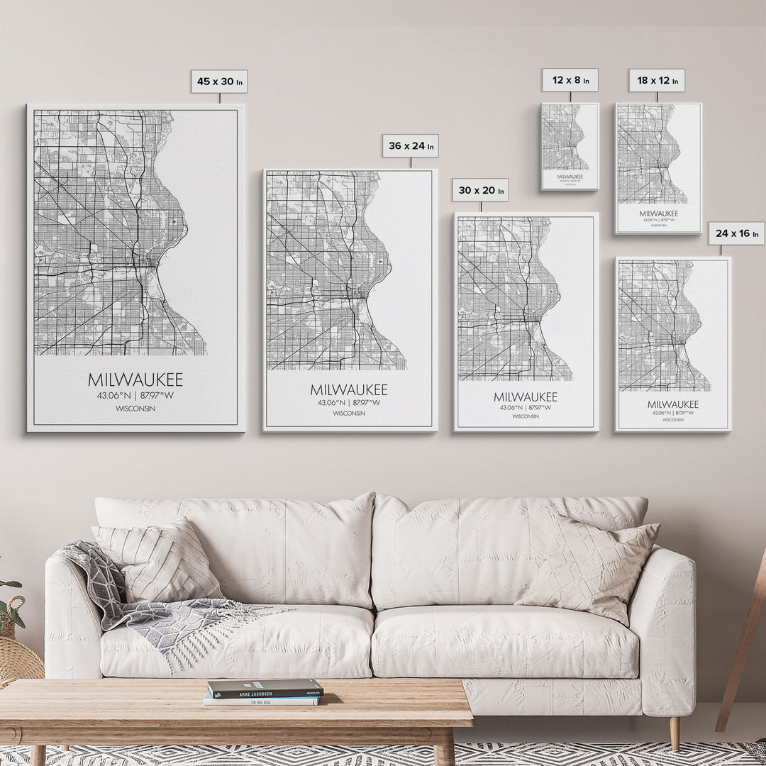 Milwaukee Street Map, Wisconsin Map, City Map Art, Modern Art, Wall Art, Canvas Print, Bedroom Prints, Travel Wall Décor, Friend Gift