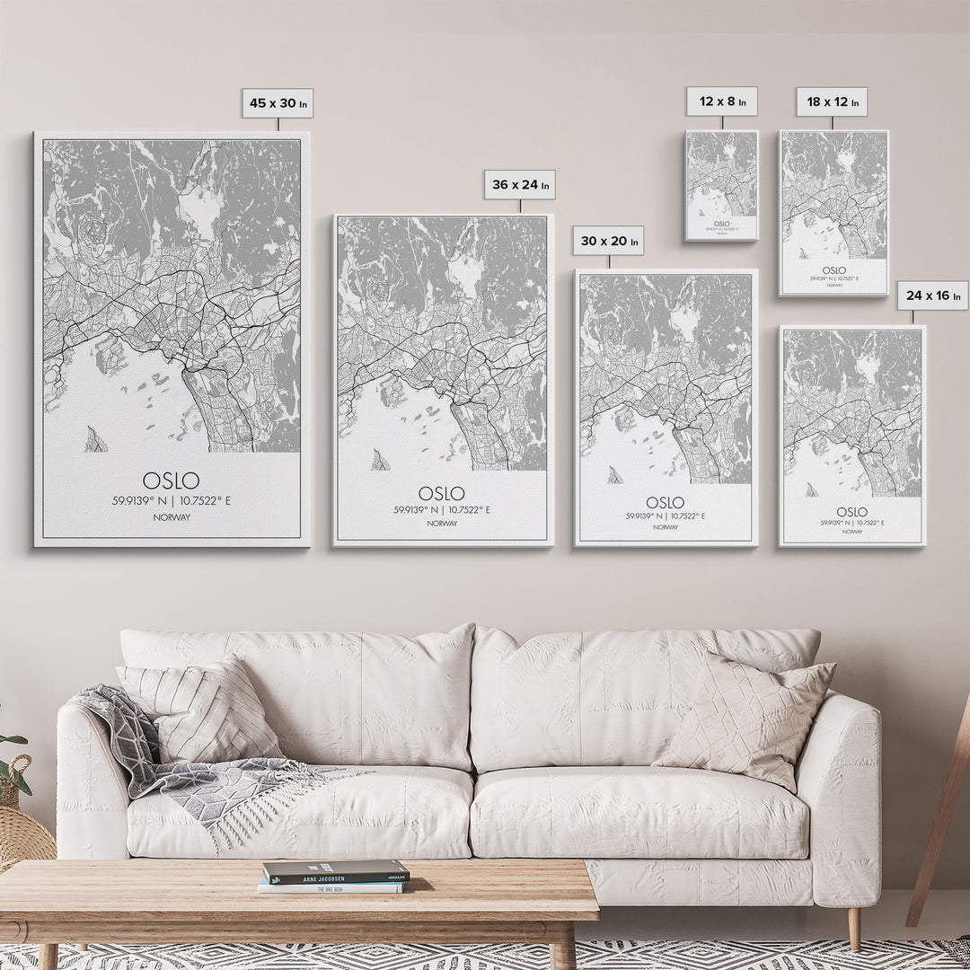 Oslo Street Map, Norway Map, Europe City Map Art, Modern Art, Wall Art, Canvas Print, Bedroom Art, Travelling Gifts, Travel Wall Décor