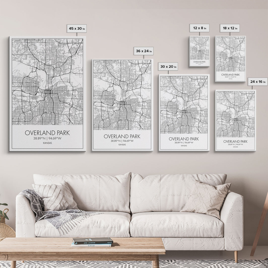 Overland Park Street Map, Kansas Map, City Map Art, Modern Art, Wall Art, Canvas Print, Gift For Her, Bedroom Wall Art, Travel Wall Décor