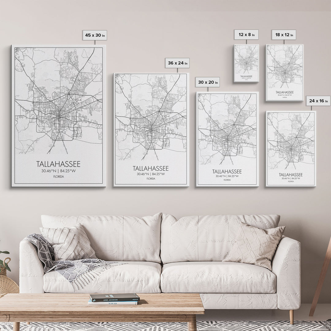 Tallahassee Street Map, Florida Map, City Map Print, Modern Wall Art, Wall Art, Canvas Print, Wall Art Canvas, Gift For Women, Travel Print