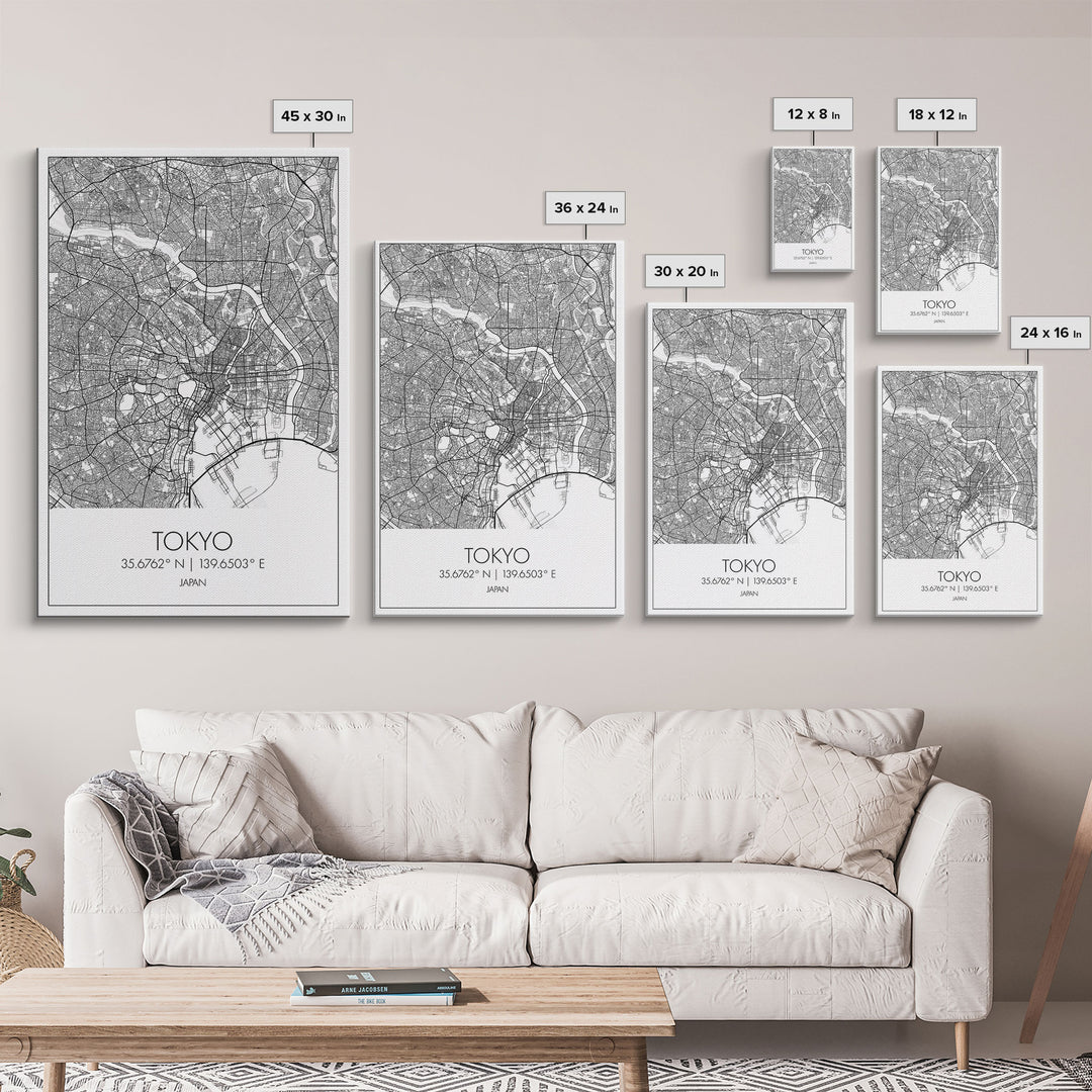 Tokyo Street Map, Japan Map, Asia City Map Print, Modern Wall Art, Wall Art, Canvas Print, Graduation Gift, Home Office Décor, Travel Print