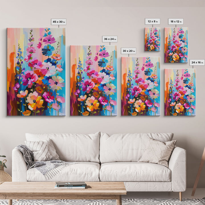 Abstract Floral Burst Framed Canvas Print - Colorful Flower Wall Art, Vibrant Living Room Decor, Modern Bedroom Art, Unique Home Art