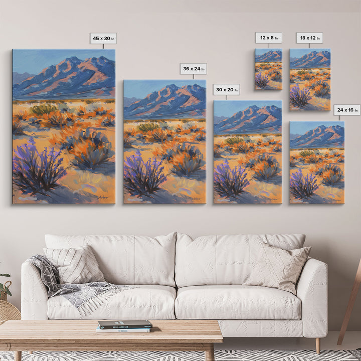 Majestic Desert Mountains and Vegetation, Scenic Wall Art for Living Room or Bedroom, Framed Canvas Print for Home Decor