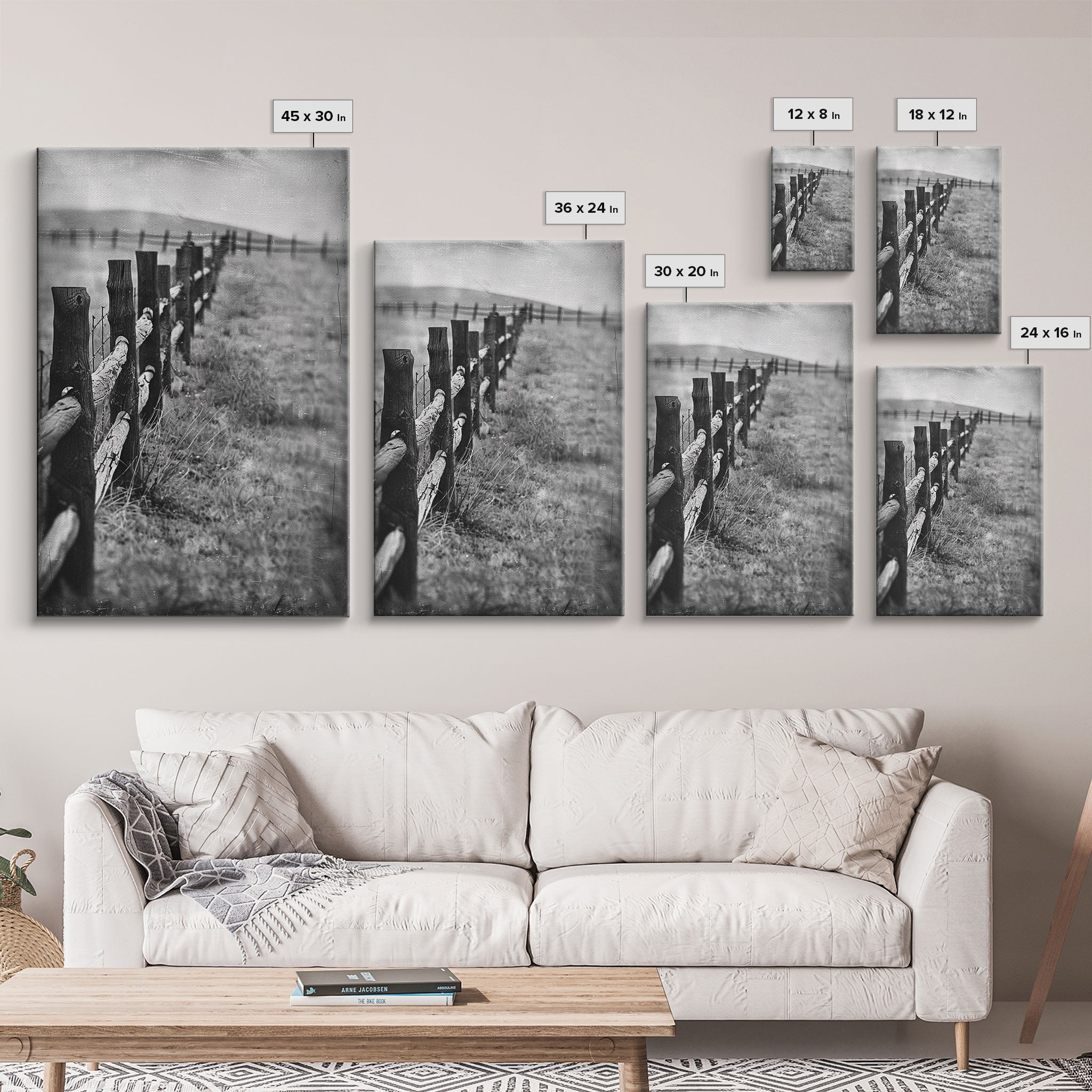 Old Barbed Wire Fence Art - Sepia Canvas Print, Rustic Western Decor, Vintage Farmhouse Wall Art, Historical Fence Artwork