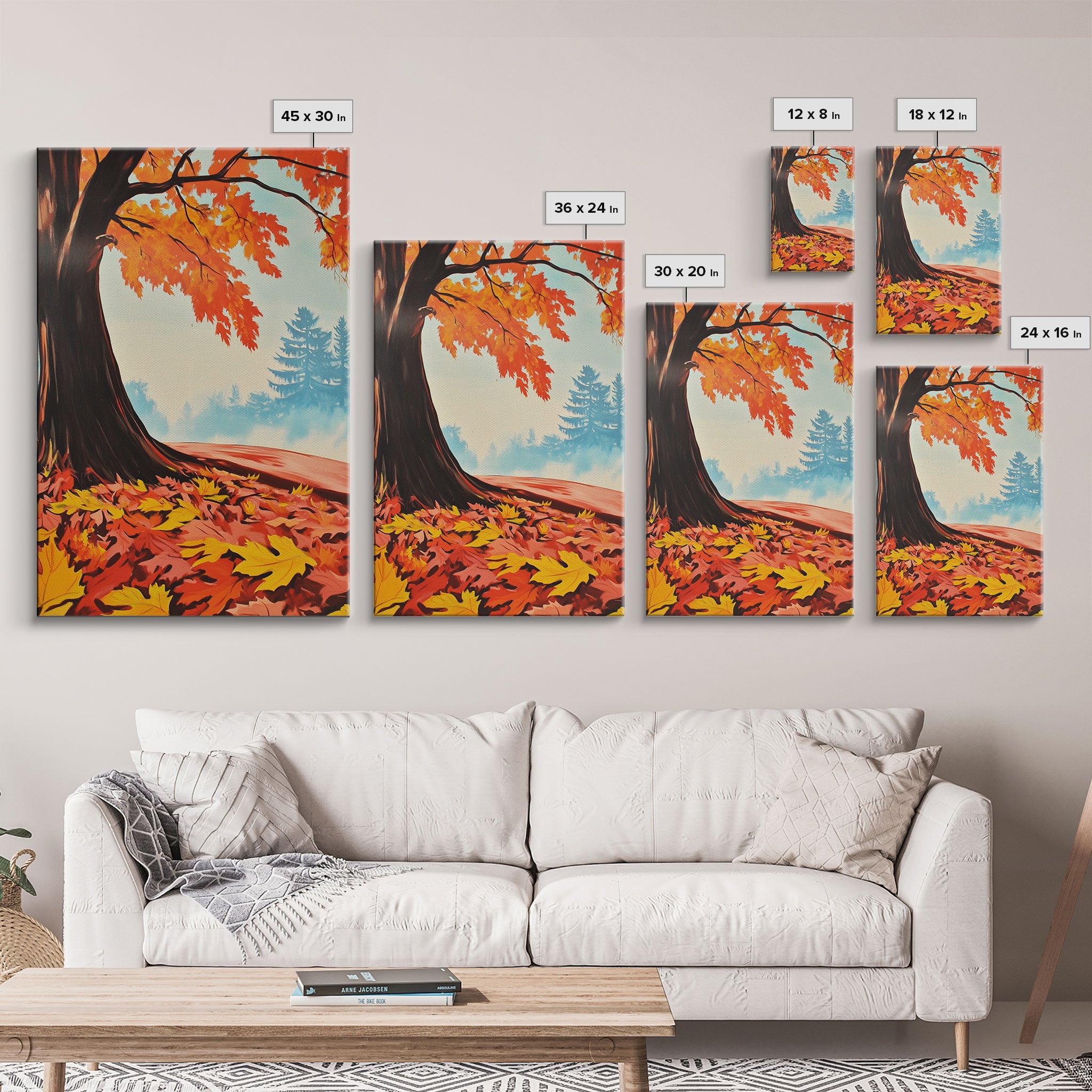 Framed Canvas Print of Vibrant Autumn Tree and Leaves, Seasonal Wall Art, Fall Decor, Gift Idea, Modern Farmhouse, Autumn Landscape Art