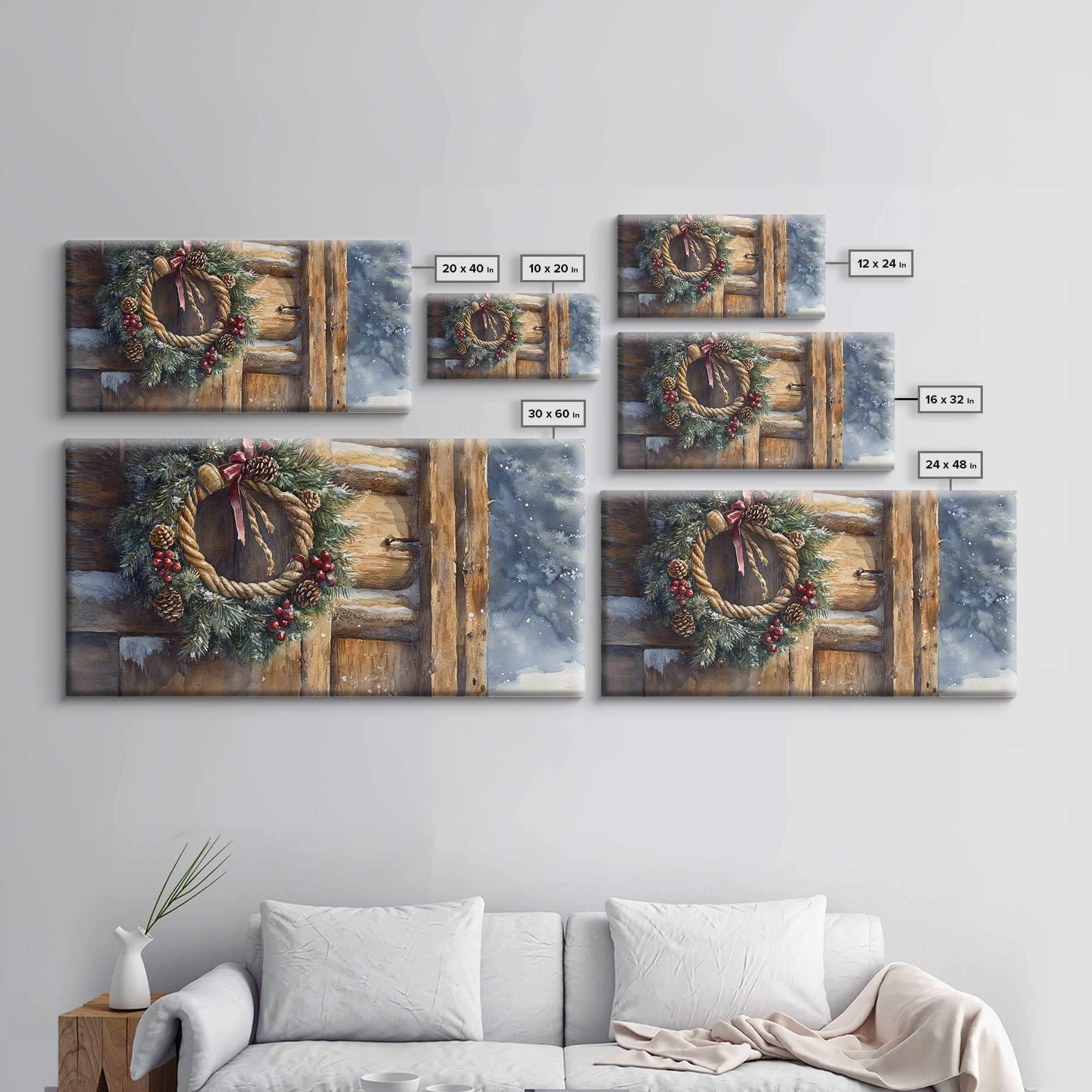 Christmas door decor, rustic Christmas decor, canvas print, Christmas decor wood, Christmas wall decor, holiday wall art