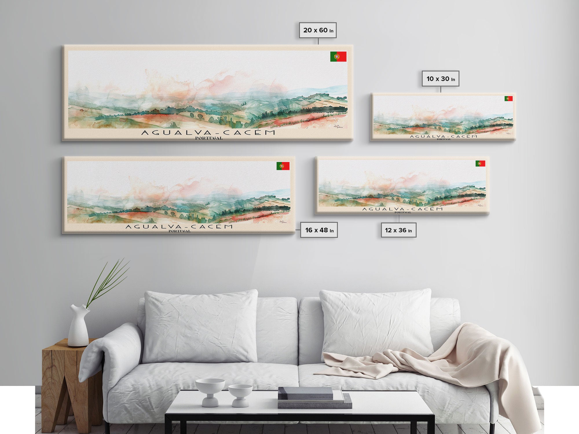 Agualva Portugal Wall Art, Panoramic Travel Poster, Panoramic Framed Canvas Print, City Wall Art, Wall Hanging Home Decor, Travel Art