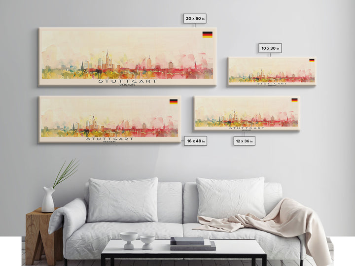 Stuttgart Germany Wall Art, Panoramic Travel Poster, Panoramic Framed Canvas Print, City Wall Art, Wall Hanging Home Decor, Travel Art