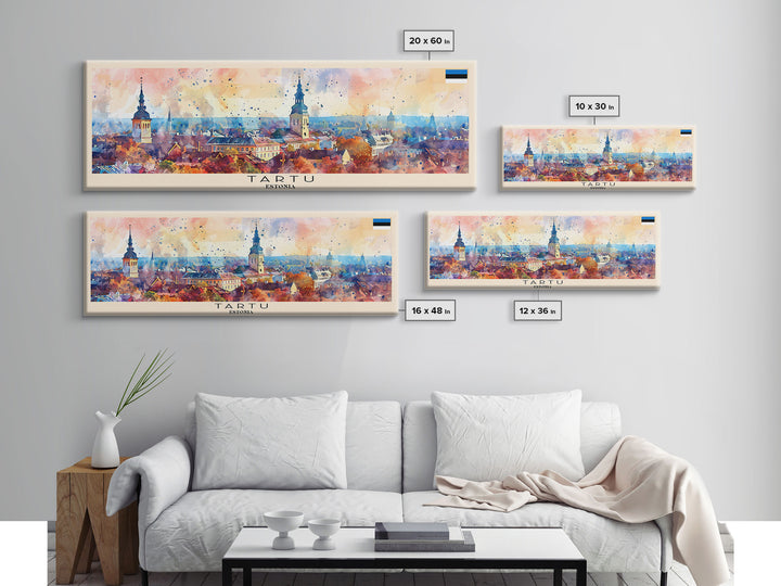 Tartu Estonia Wall Art, Panoramic Travel Poster, Panoramic Framed Canvas Print, City Wall Art, Wall Hanging Home Decor, Travel Art