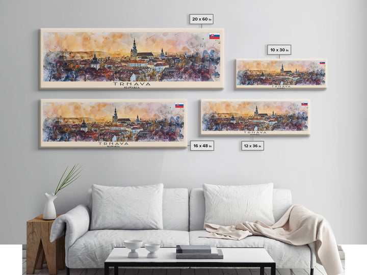 Trnava Slovakia Wall Art, Panoramic Travel Poster, Panoramic Framed Canvas Print, City Wall Art, Wall Hanging Home Decor, Travel Art