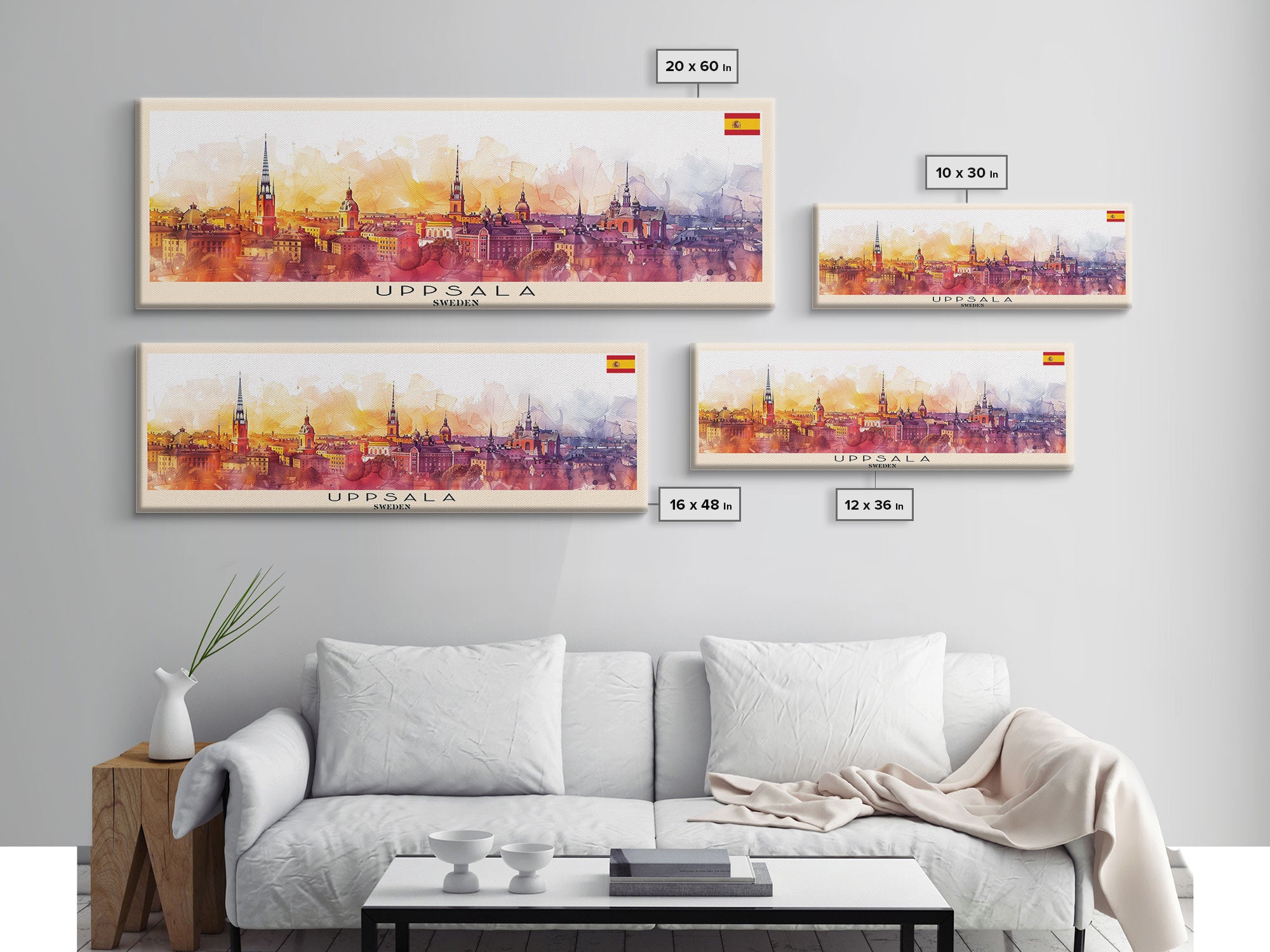 Uppsala Sweden Wall Art, Panoramic Travel Poster, Panoramic Framed Canvas Print, City Wall Art, Wall Hanging Home Decor, Travel Art