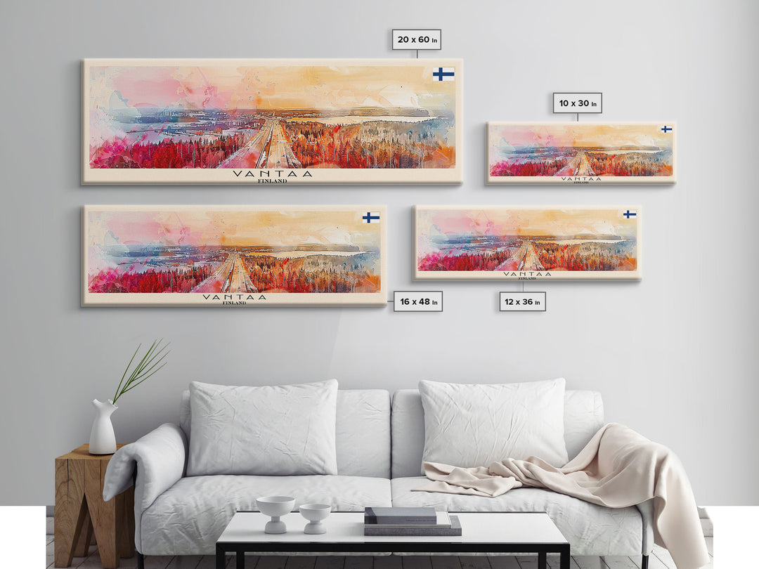 Vantaa Finland Travel Art, City Art, Framed Canvas Print or Metal Wall Art, Europe Travel Poster, Panoramic Wall Art, Extra Wide Wall Art