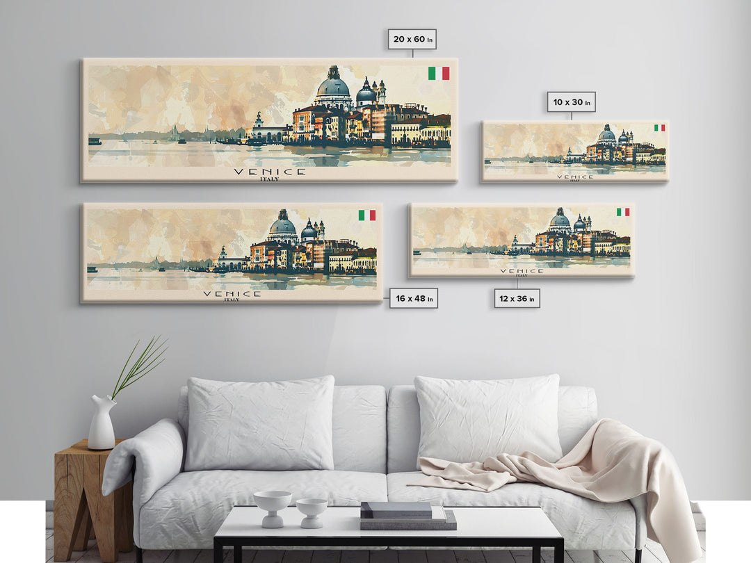 Venice Italy Travel Print Wall Art, Panoramic City Art, Travel Art, Wall Decor, Vacation Gift, Framed Canvas Print Or Metal Art