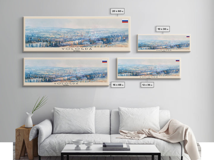 Vologda Russia Wall Art, Panoramic Travel Poster, Panoramic Framed Canvas Print, City Wall Art, Wall Hanging Home Decor, Travel Art