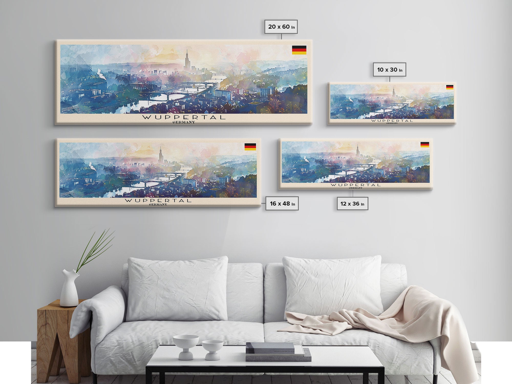 Wuppertal Germany Travel Art, City Art, Framed Canvas Print or Metal Wall Art, Europe Travel Poster, Panoramic Wall Art, Extra Wide Wall Art