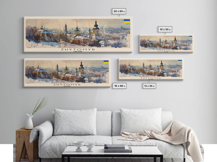 Zhytomyr Ukraine Travel Art, City Art, Framed Canvas Print or Metal Wall Art, Europe Travel Poster, Panoramic Wall Art, Extra Wide Wall Art