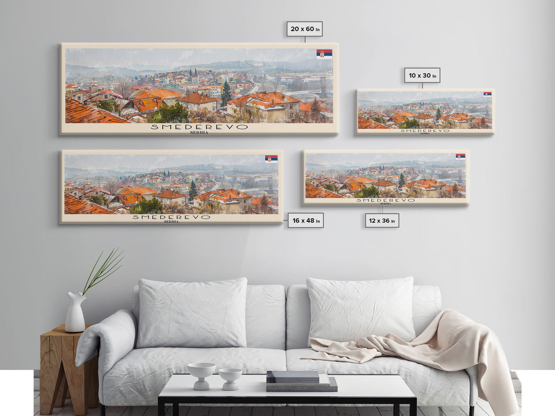 Smederevo Serbia Travel Print Wall Art, Panoramic City Art, Travel Art, Wall Decor, Vacation Gift, Framed Canvas Print Or Metal Art