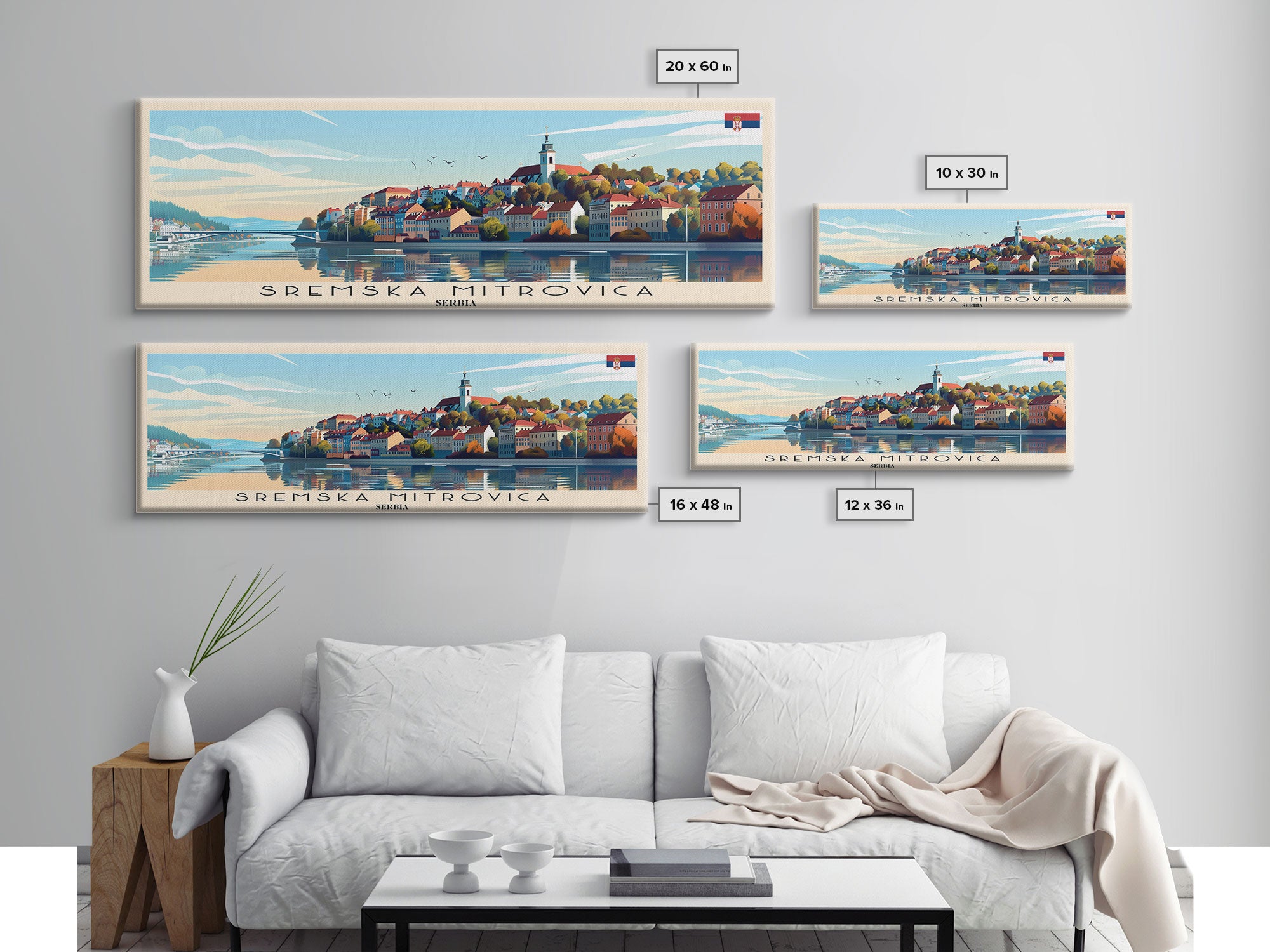 Sremska Mitrovica Serbia Travel Art, City Art, Framed Canvas Print or Metal Wall Art, Europe Travel Poster, Panoramic Wall Art, Extra Wide Wall Art