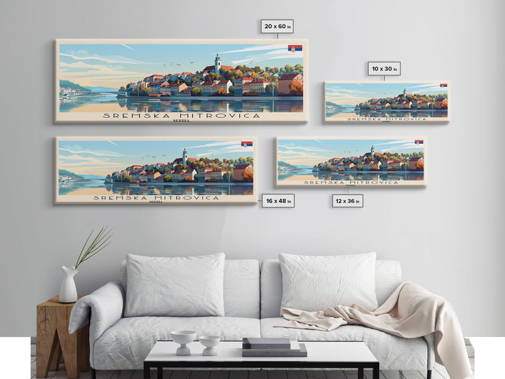 Sremska Mitrovica Serbia Travel Art, City Art, Framed Canvas Print or Metal Wall Art, Europe Travel Poster, Panoramic Wall Art, Extra Wide Wall Art