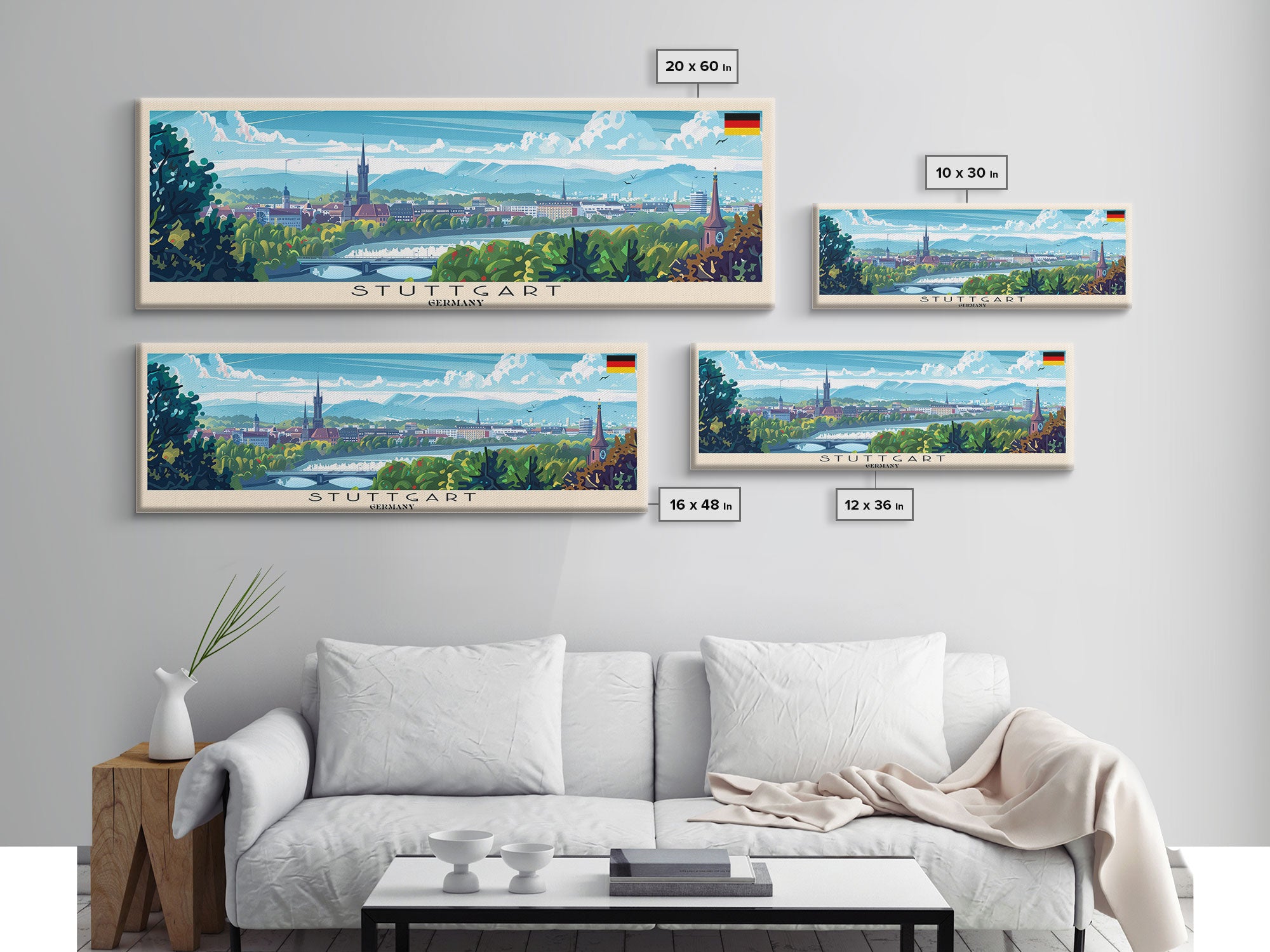 Stuttgart Germany Wall Art, Panoramic Travel Poster, Panoramic Framed Canvas Print, City Wall Art, Wall Hanging Home Decor, Travel Art