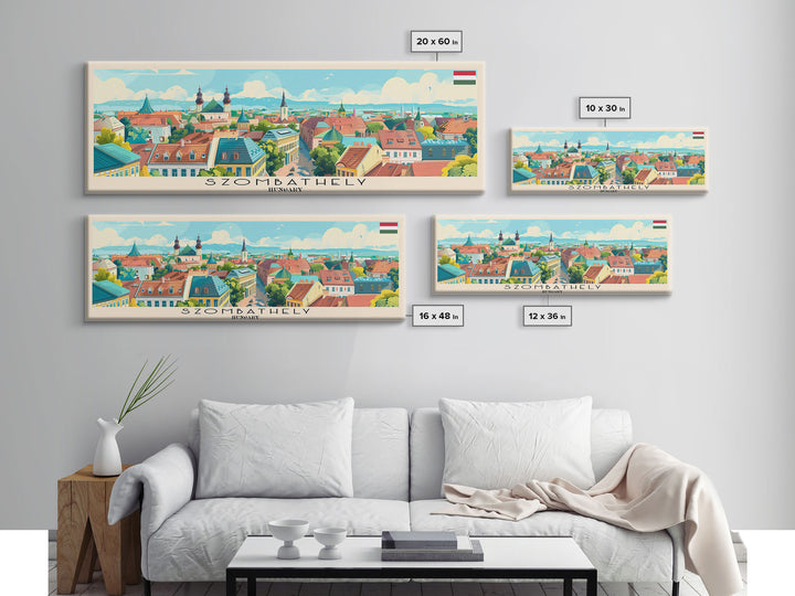 Szombathely Hungary Travel Print Wall Art, Panoramic City Art, Travel Art, Wall Decor, Vacation Gift, Framed Canvas Print Or Metal Art