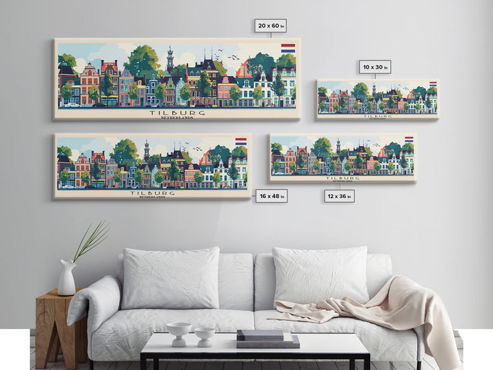 Tilburg Netherlands Wall Art, Panoramic Travel Poster, Panoramic Framed Canvas Print, City Wall Art, Wall Hanging Home Decor, Travel Art