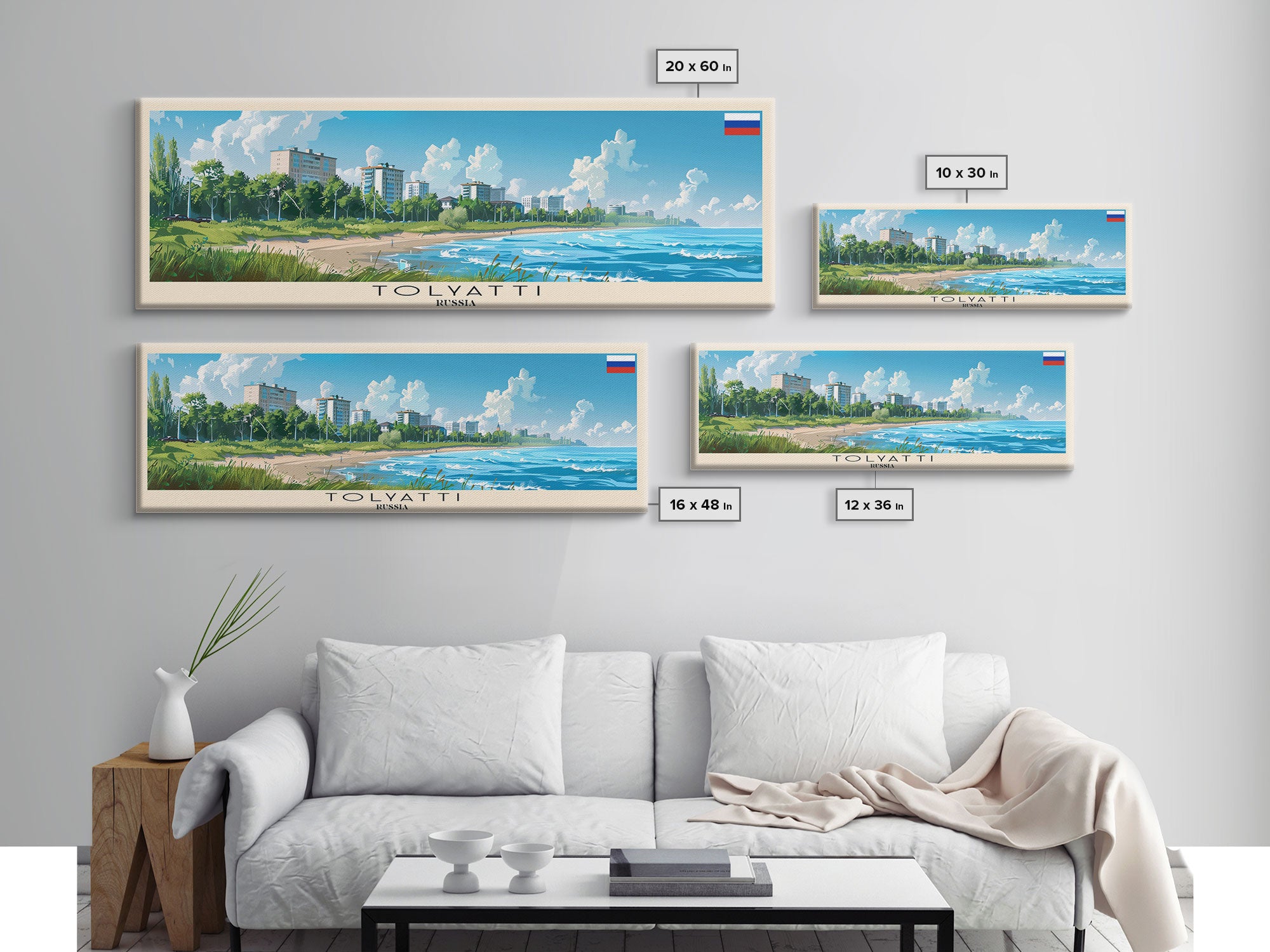 Tolyatti Russia Panoramic Travel Poster, Framed Canvas Print or Metal Wall Art, Travel Art, Home Decor, Panoramic Painting, Midcentury Art