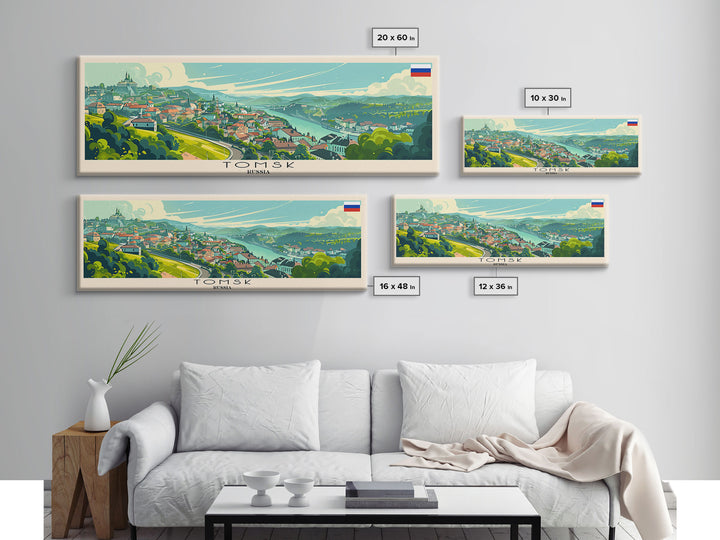 Tomsk Russia Wall Art, Panoramic Travel Poster, Panoramic Framed Canvas Print, City Wall Art, Wall Hanging Home Decor, Travel Art