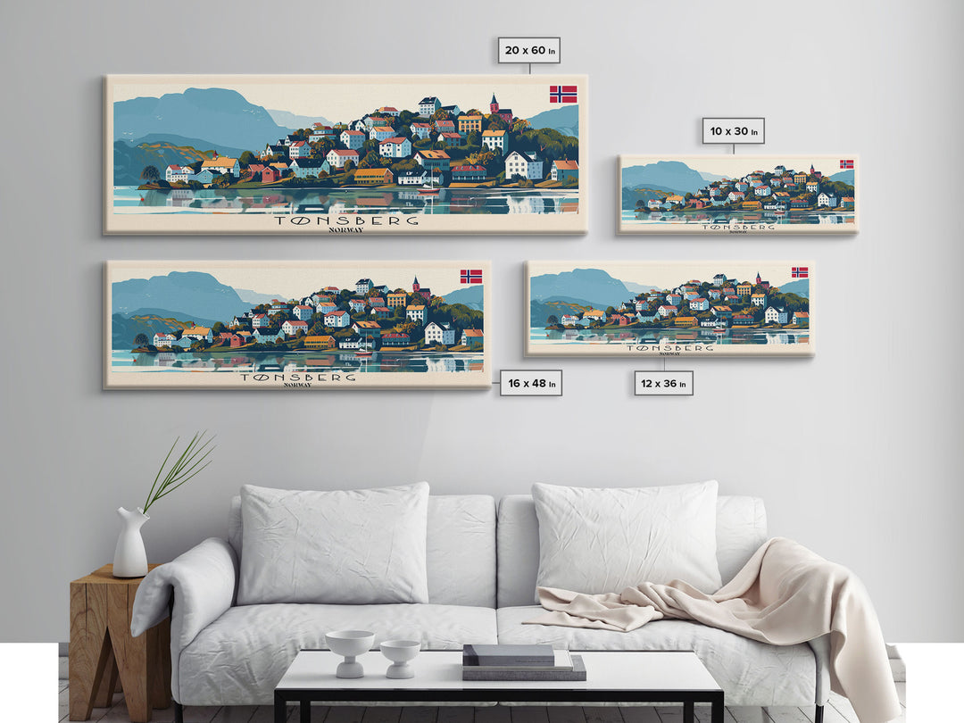 Tųnsberg Norway Travel Print Wall Art, Panoramic City Art, Travel Art, Wall Decor, Vacation Gift, Framed Canvas Print Or Metal Art