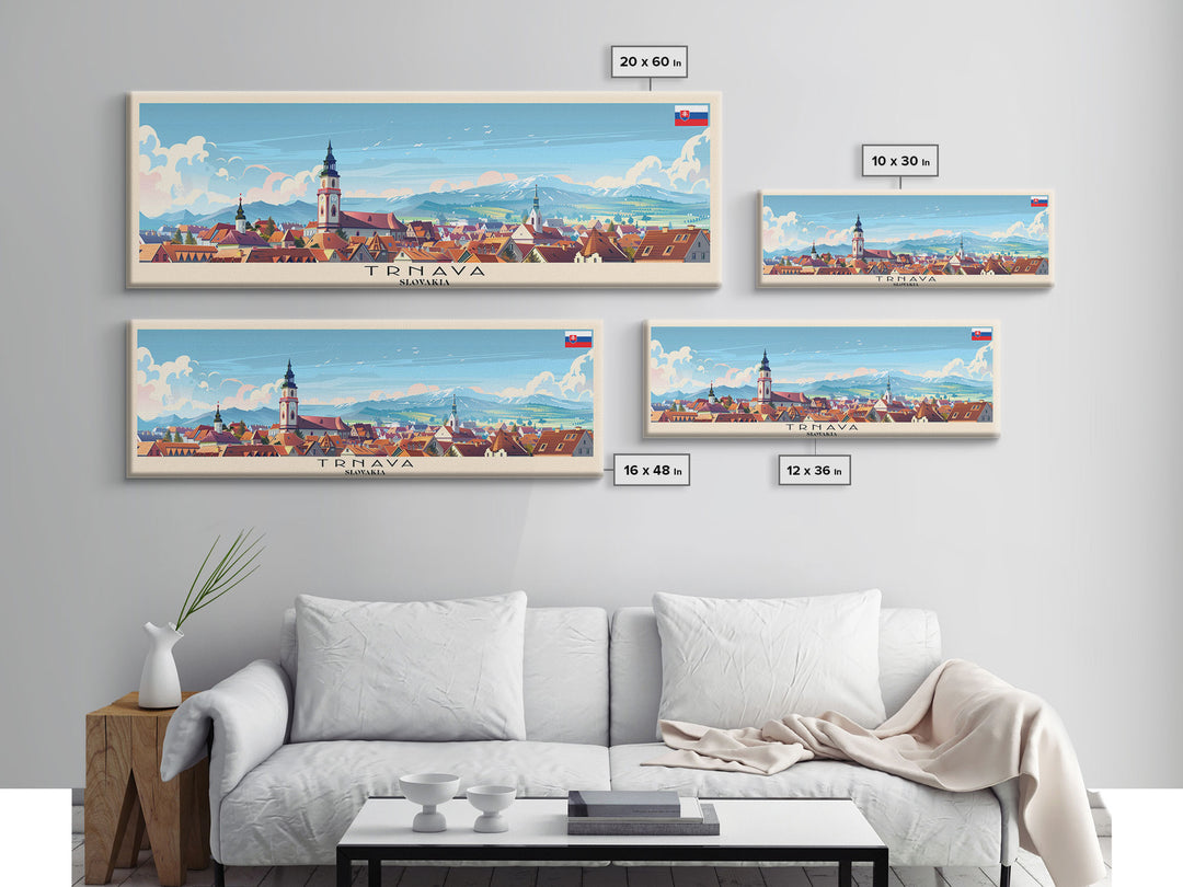 Trnava Slovakia Wall Art, Panoramic Travel Poster, Panoramic Framed Canvas Print, City Wall Art, Wall Hanging Home Decor, Travel Art