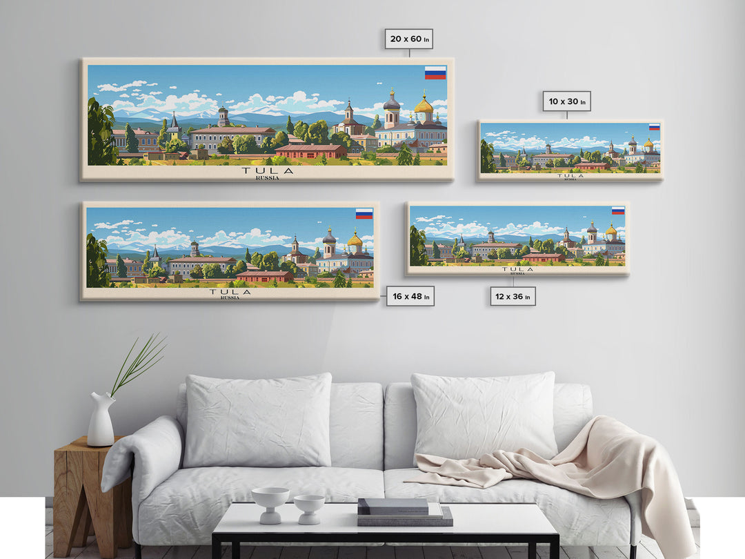 Tula Russia Travel Art, City Art, Framed Canvas Print or Metal Wall Art, Europe Travel Poster, Panoramic Wall Art, Extra Wide Wall Art