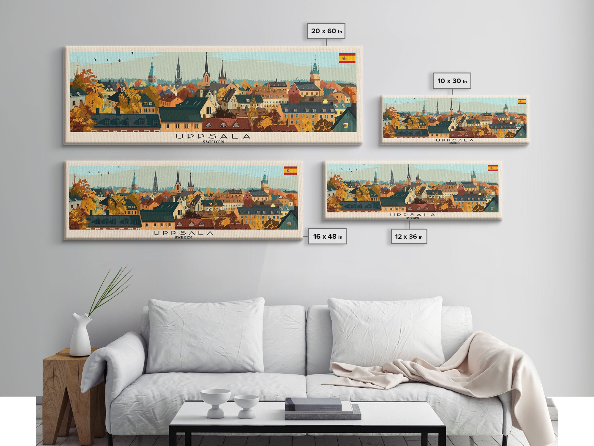 Uppsala Sweden Wall Art, Panoramic Travel Poster, Panoramic Framed Canvas Print, City Wall Art, Wall Hanging Home Decor, Travel Art