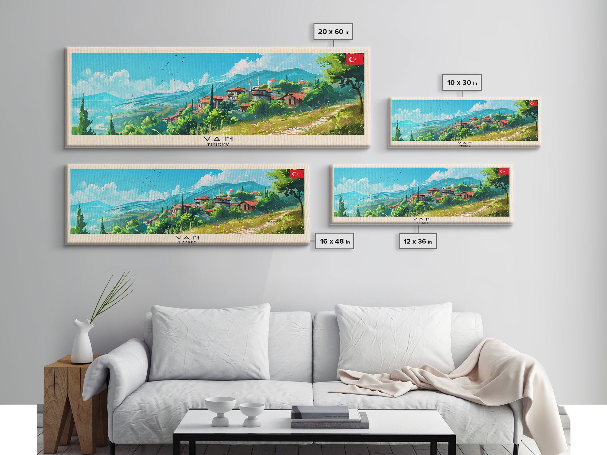 Van Turkey Travel Art, City Art, Framed Canvas Print or Metal Wall Art, Europe Travel Poster, Panoramic Wall Art, Extra Wide Wall Art