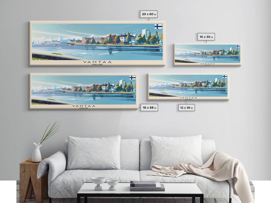 Vantaa Finland Travel Print Wall Art, Panoramic City Art, Travel Art, Wall Decor, Vacation Gift, Framed Canvas Print Or Metal Art