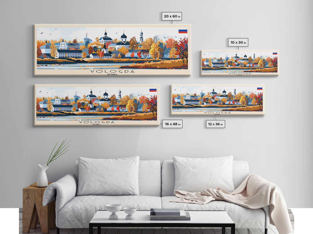 Vologda Russia Wall Art, Panoramic Travel Poster, Panoramic Framed Canvas Print, City Wall Art, Wall Hanging Home Decor, Travel Art