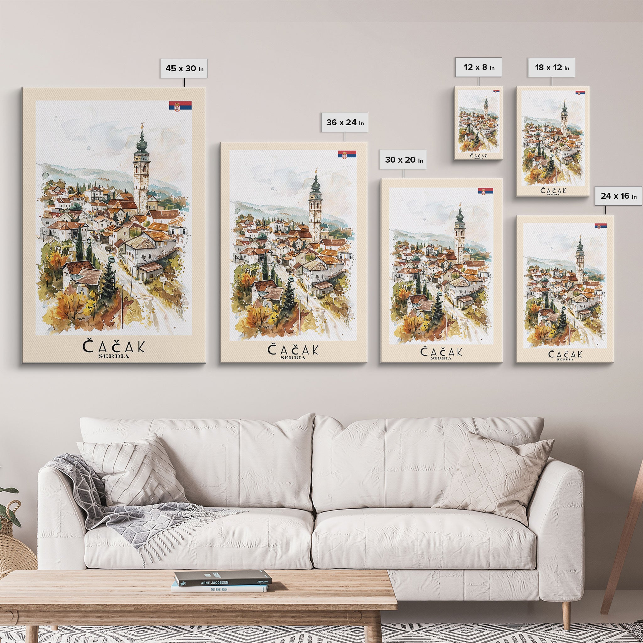 Stunning Aalborg Denmark Snowy Town Scene, Framed Canvas Print, Living Room Art, Minimalist Style, Home Decoration