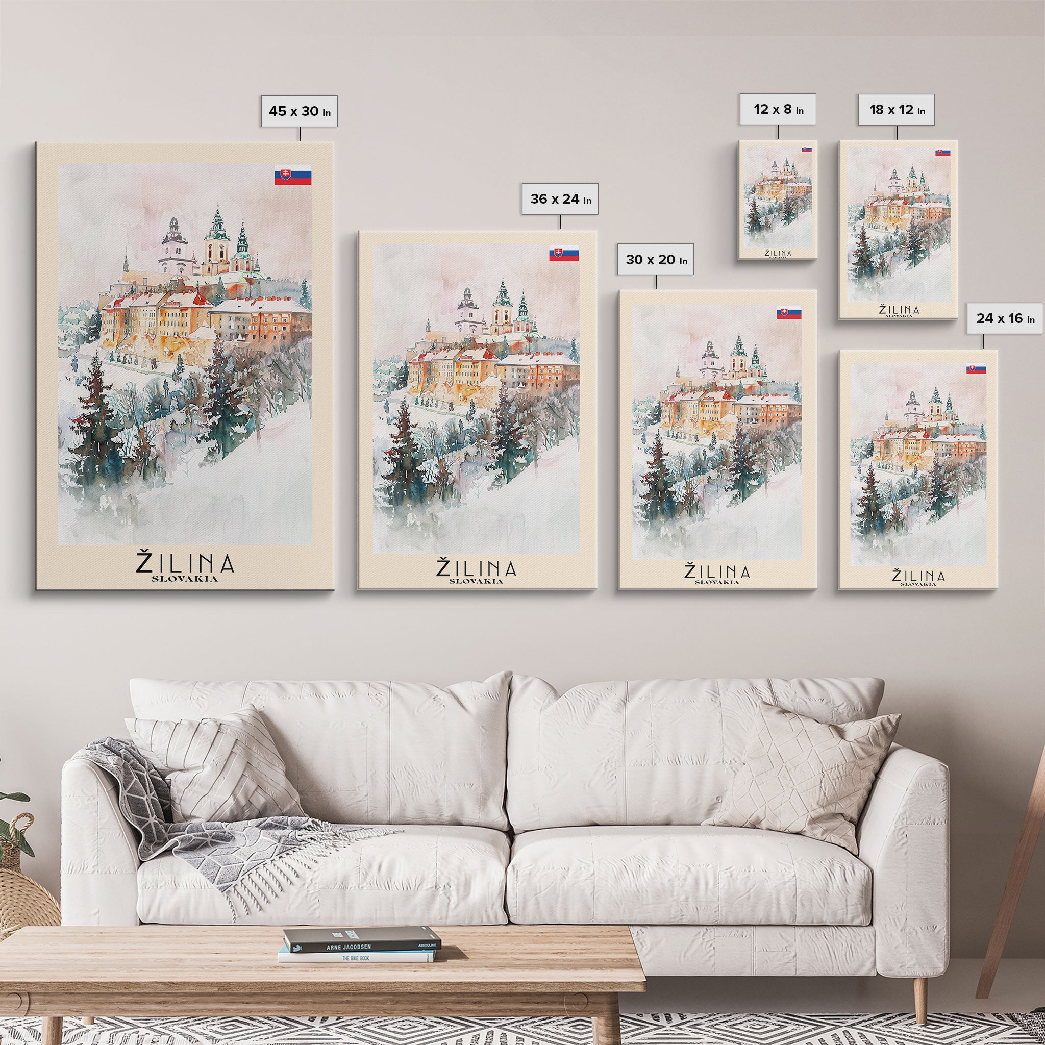 Žilina Slovakia Winter Wonderland Art Print, Charming Town Canvas Print for Home Decor, Travel Poster for Living Room Wall Art, Slovakian Scene