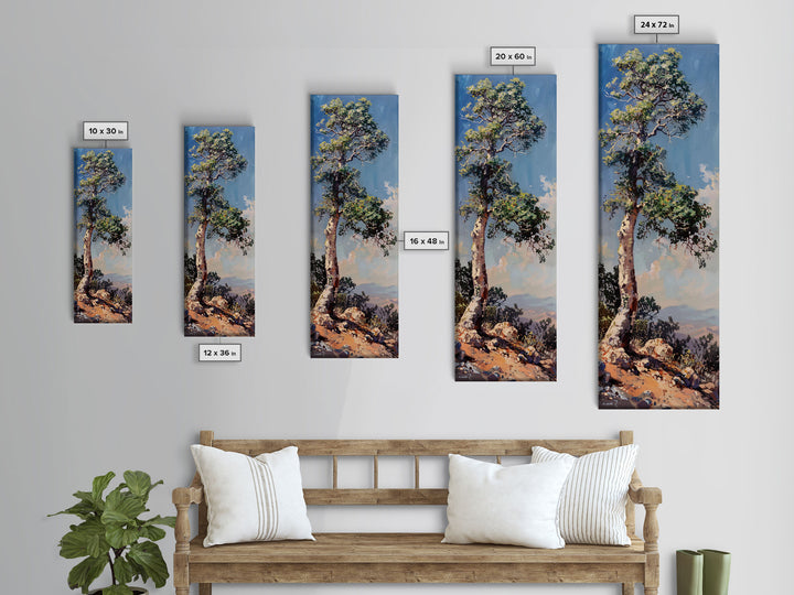 Mountain Landscape Canvas Art Framed, Tall and Skinny Canvas Wall Print, Modern Landscape Painting, Desert Wall Art for Living Room