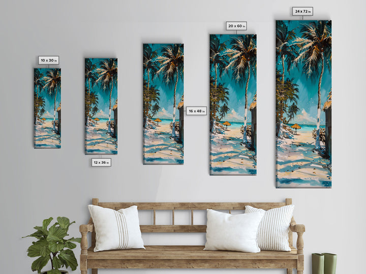 Beach Landscape Painted Canvas Art, Coastal Wall Art Print, Gallery Wall Art for Beach House, Oversized Vertical Wall Art for Living Room