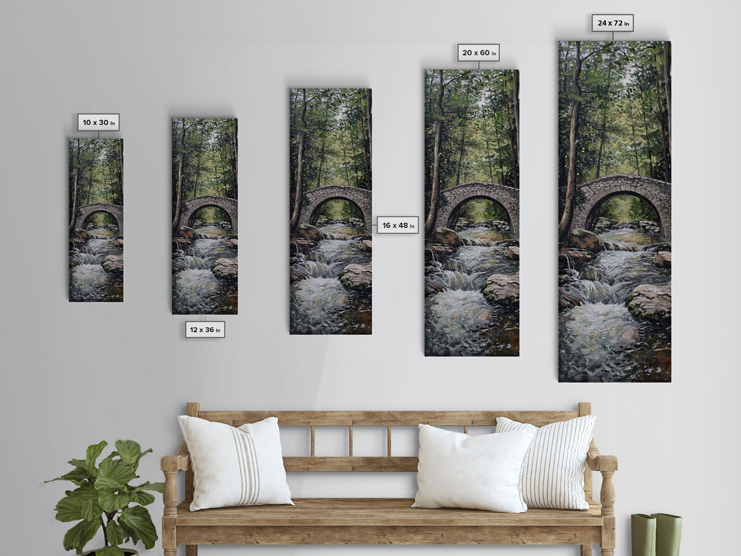 The Autumn Bridge, Framed Canvas print, New England Landscape Painting Print, Wall Art, Home Decor