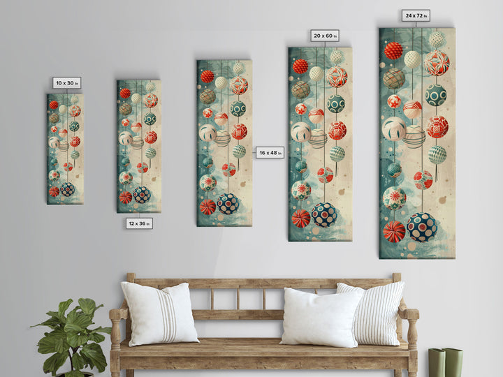 Skinny Art, Japanese Style Art, Hanging Lanterns Wood Block Print Framed Canvas Print Tall Art Ukiyo-e Art