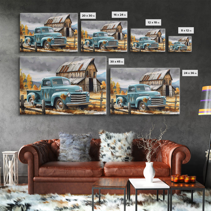 The Old Truck, Farmhouse Decor, Rusty Vintage Truck Painting, Southwestern Boho Minimalist Decor, Country Art, Living Room Wall Art