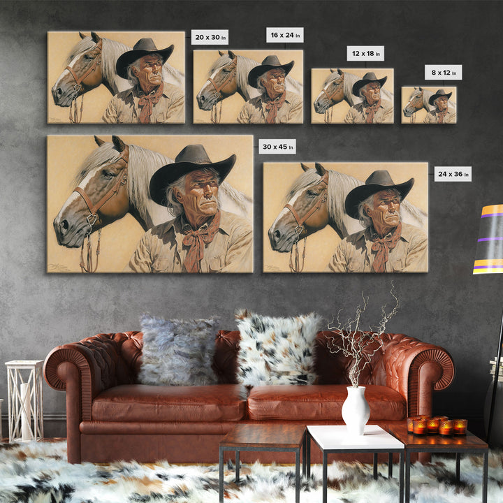 Wild West Cowboy Painting, Western Decor, Southwestern Wall Art, Modern Design Canvas Painting, Southern Home Art, Ranch Wall Art