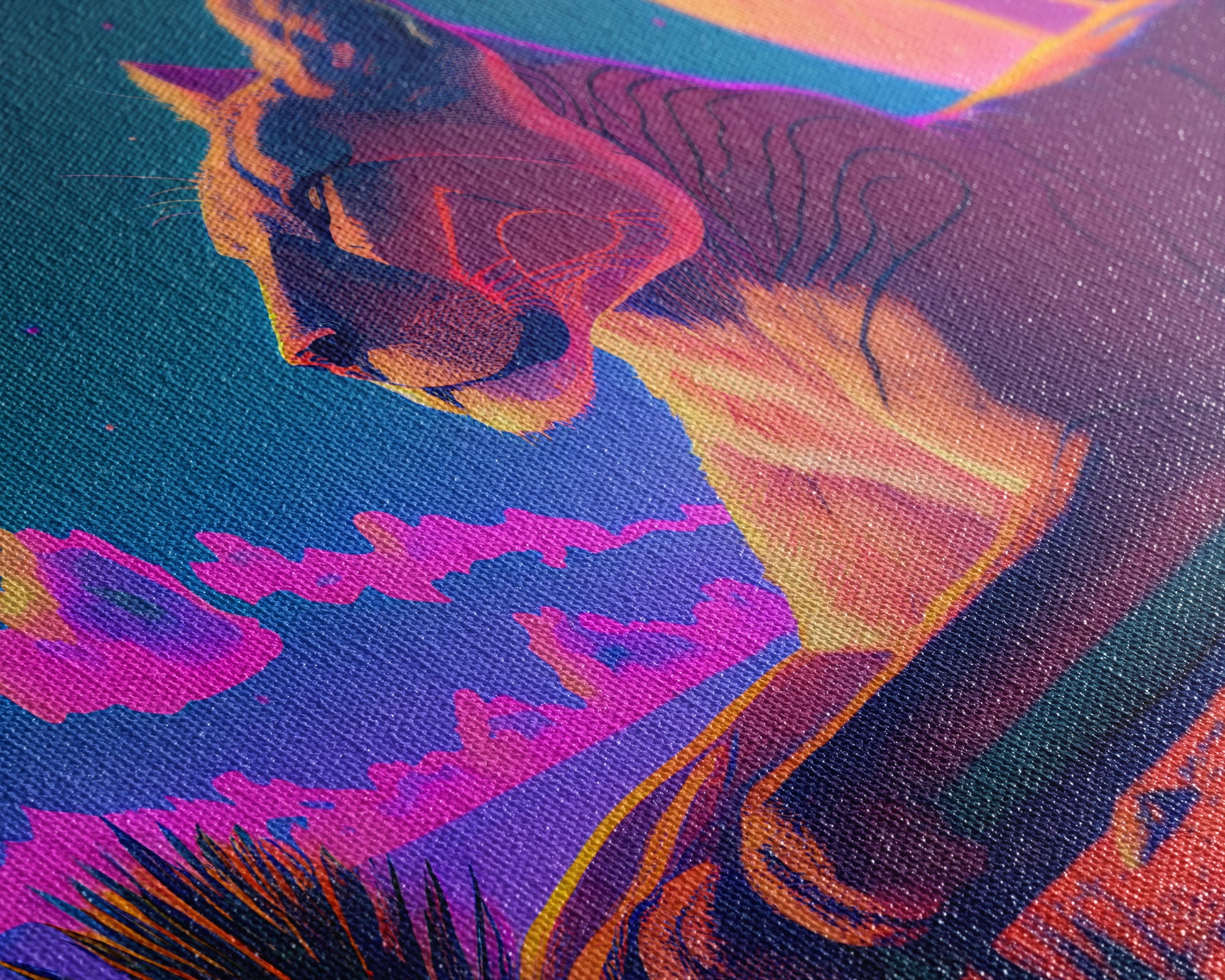 Lioness synthwave art, framed canvas print, beautiful pastel lion art