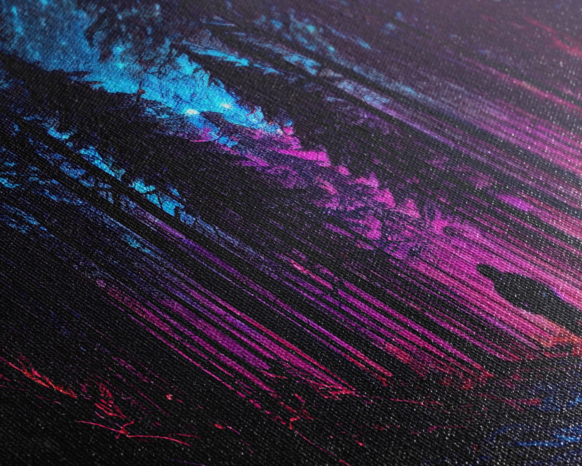 Contemplating the stars, vaporwave aesthetic, forest art, starry night, framed canvas print, outrun art