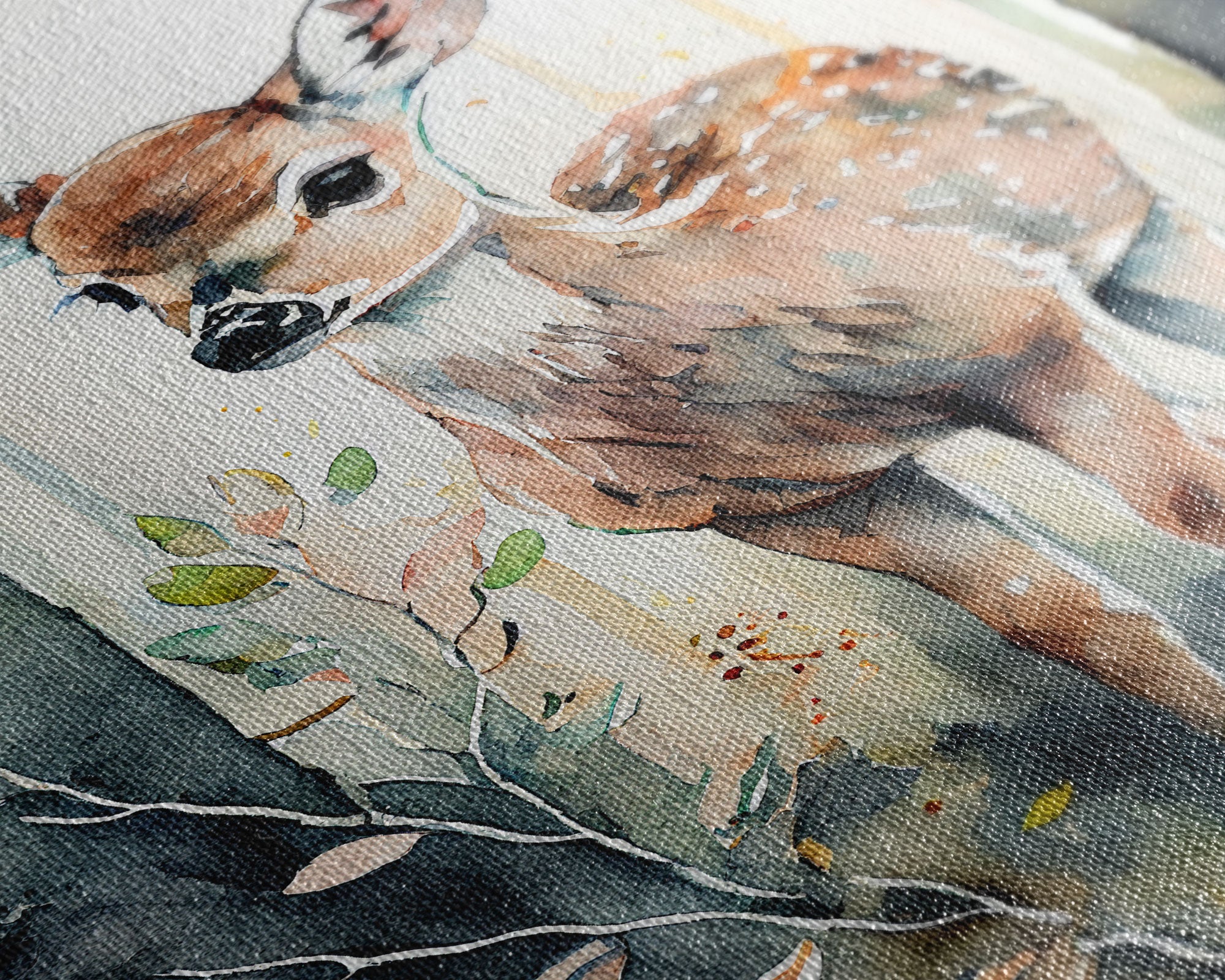 Watercolor Fawn Baby Deer Woods Forest Fine Art Print, Wall Decor, Wall Poster, Wall Art Print