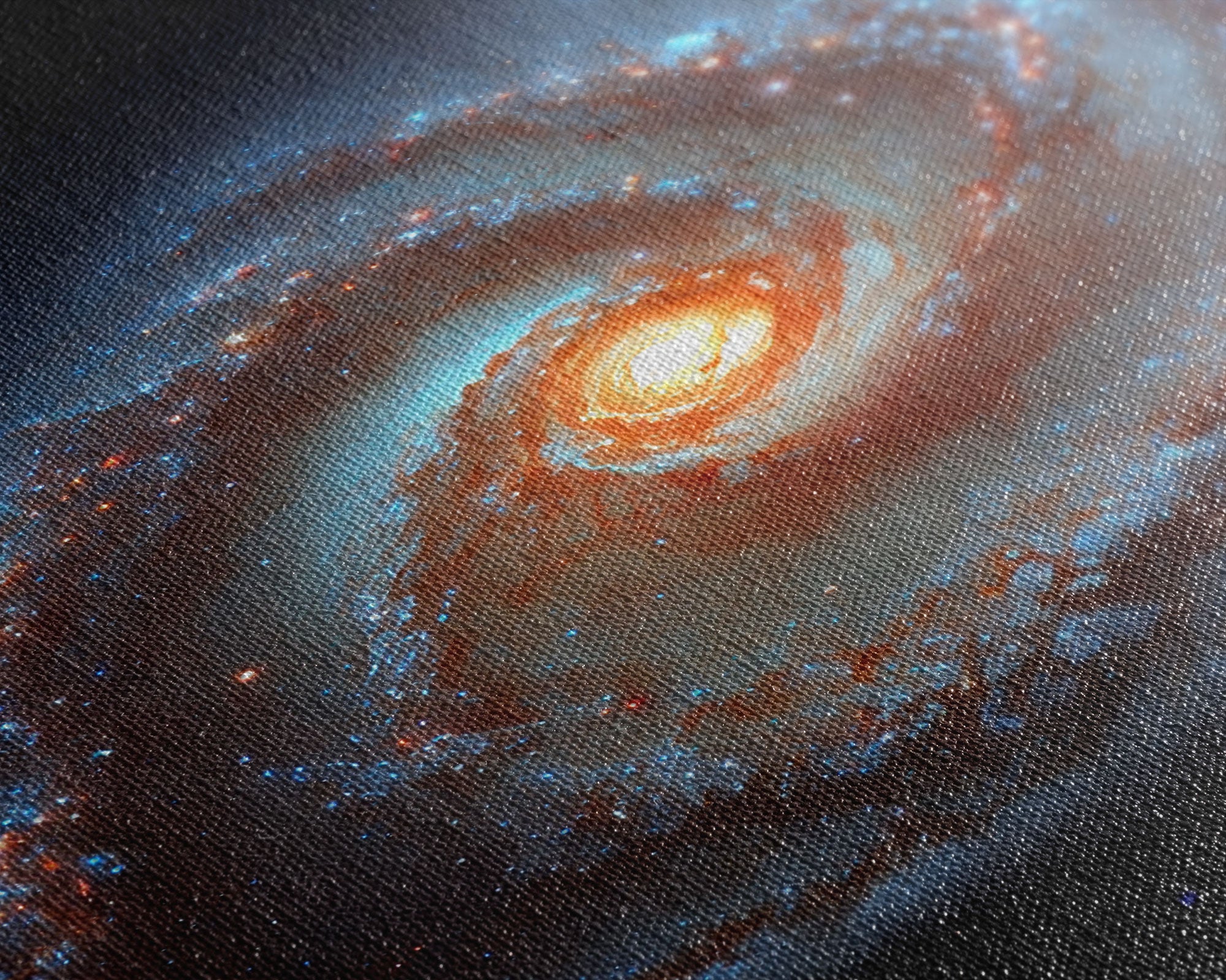 Close up view of a spiral galaxy, space art, framed canvas print, astronomy art