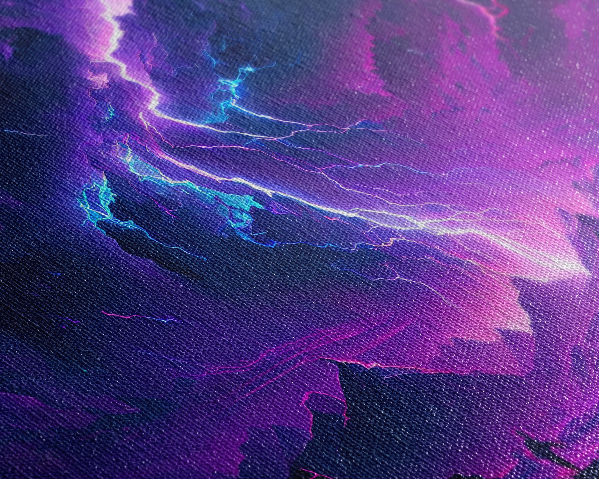 The Lightning Storm, framed canvas print, synthwave style fantasy art