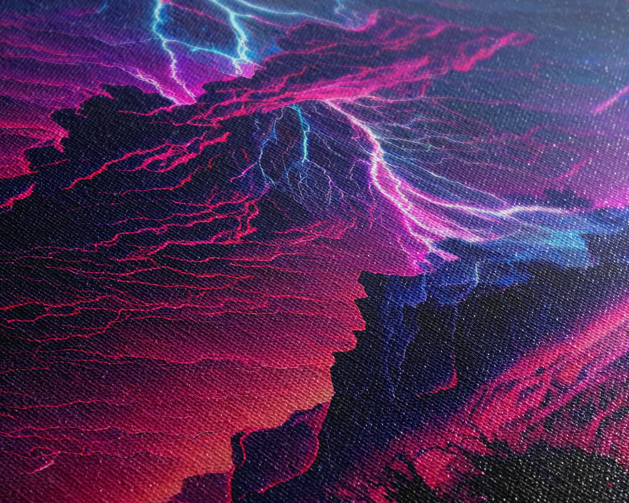 The Thunder Storm, framed canvas print, synthwave style fantasy art